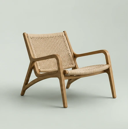 Forma Lounge Chair in natural oak tone, light upholstery